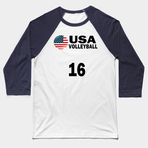 USA Volleyball #16 T-shirt Design Baseball T-Shirt by werdanepo